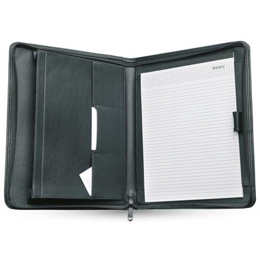 Porta blocnotes A4 a zip con scomparti e porta penne colore nero