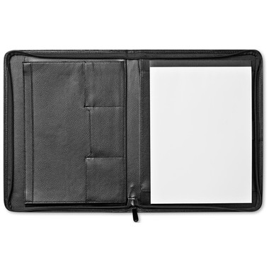 Porta blocnotes A4 a zip con scomparti e porta penne colore nero