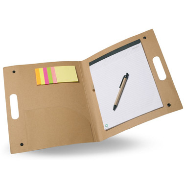 Porta blocnotes in cartone chiudibile con 2 bottoni colore beige