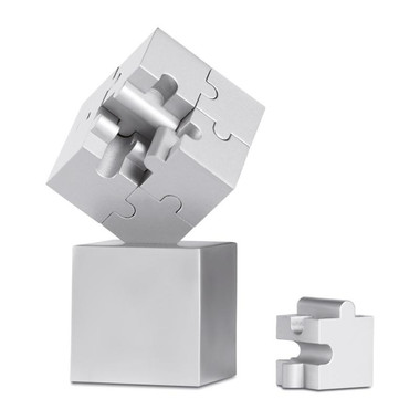 Puzzle magnetico 3D 8 pezzi in metallo colore argento opaco