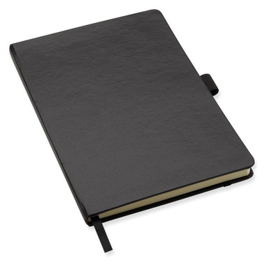 Quaderno A5 da 72 pagine con penna blu ed elastico colore nero