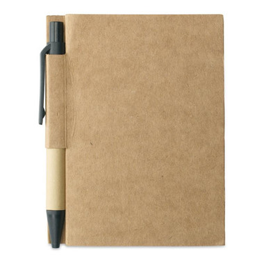 Quaderno in cartone riciclato e penna blu ecologica colore nero MO7626-03