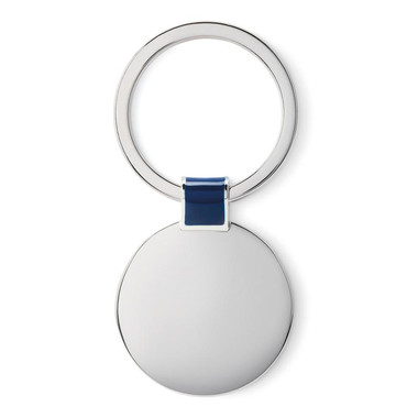 Portachiavi circolare in metallo rivestito da nickel colore blu royal MO8462-37