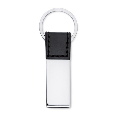 Portachiavi in PU con parte in metallo per logo colore nero