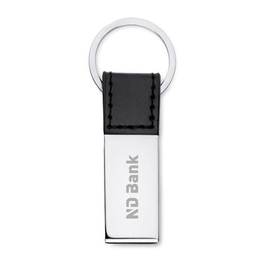 Portachiavi in PU con parte in metallo per logo colore nero