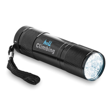 Torcia con 9 LED in confezione di latta colore nero