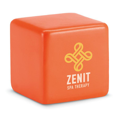 Antistress a forma di cubo in PU colore arancio