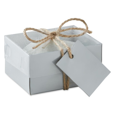 Candela a forma di sasso in scatola regalo di cartone colore grigio MO8978-07