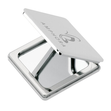 Doppio specchietto quadrato da borsa colore bianco