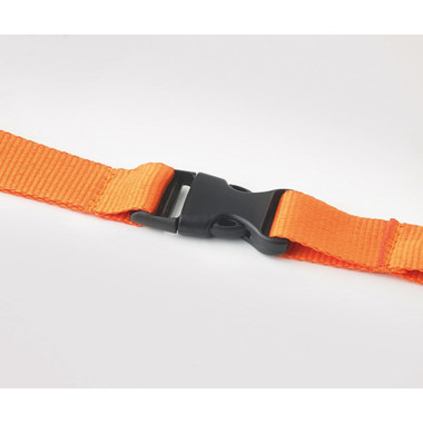 Lanyard da collo con moschettone e funzione antistrozzo colore arancio