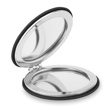 Specchietto rotondo in PU con chiusura magnetica colore nero MO9008-03