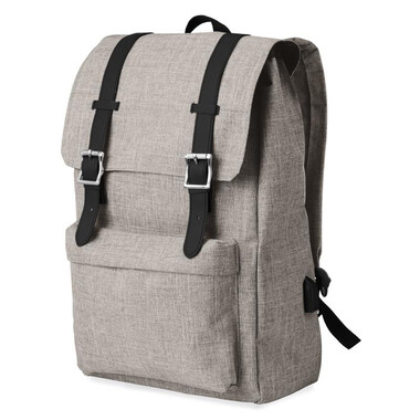 Zaino per laptop 15 pollici in poliestere con cavo per ricarica colore grigio MO9439-07