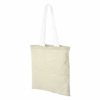 Borsa shopper in cotone con manici lunghi colorati personalizzabile