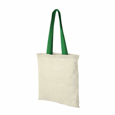 Borsa shopper in cotone con manici lunghi colorati personalizzabile