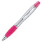2in1 penna ed evidenziatore con impugnatura in gomma colore fucsia MO7440-38