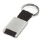 Portachiavi rettangolare in metallo con fascia di tela colore nero IT3020-03
