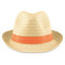 Cappello di paglia naturale con banda colorata colore arancio MO9341-10