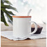 Tazza in porcellana con coperchio in bamboo colore bianco