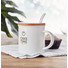 Tazza in porcellana con coperchio in bamboo colore bianco