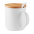 Tazza in porcellana con coperchio in bamboo colore bianco MO9708-06