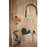 Grembiule rifinito in pelle con 3 tasche colore taupe