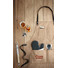 Grembiule rifinito in pelle con 3 tasche colore taupe