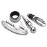 Set vino 4 pezzi con conta goccia e versa vino in metallo colore argento opaco