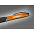 Penna a sfera touch con luce che illumina il logo sul fusto colore arancio