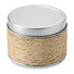 Candela profumata in confezione di latta colore beige