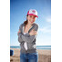 Cappello a 5 pannelli con chiusura a strappo e rete colore fucsia neon