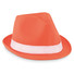 Cappello similpaglia in poliestere colorato con banda bianca colore arancio MO9342-10