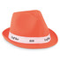 Cappello similpaglia in poliestere colorato con banda bianca colore arancio