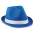 Cappello similpaglia in poliestere colorato con banda bianca colore blu royal MO9342-37