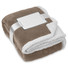 Coperta in pile con inserti in sherpa colore cachi MO9089-39