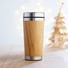 Thermos doppio strato in bamboo con tappo in PP colore legno